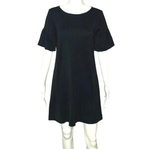 J.Crew Black Wool Shift Dress Flutter Sleeve Size Small‎